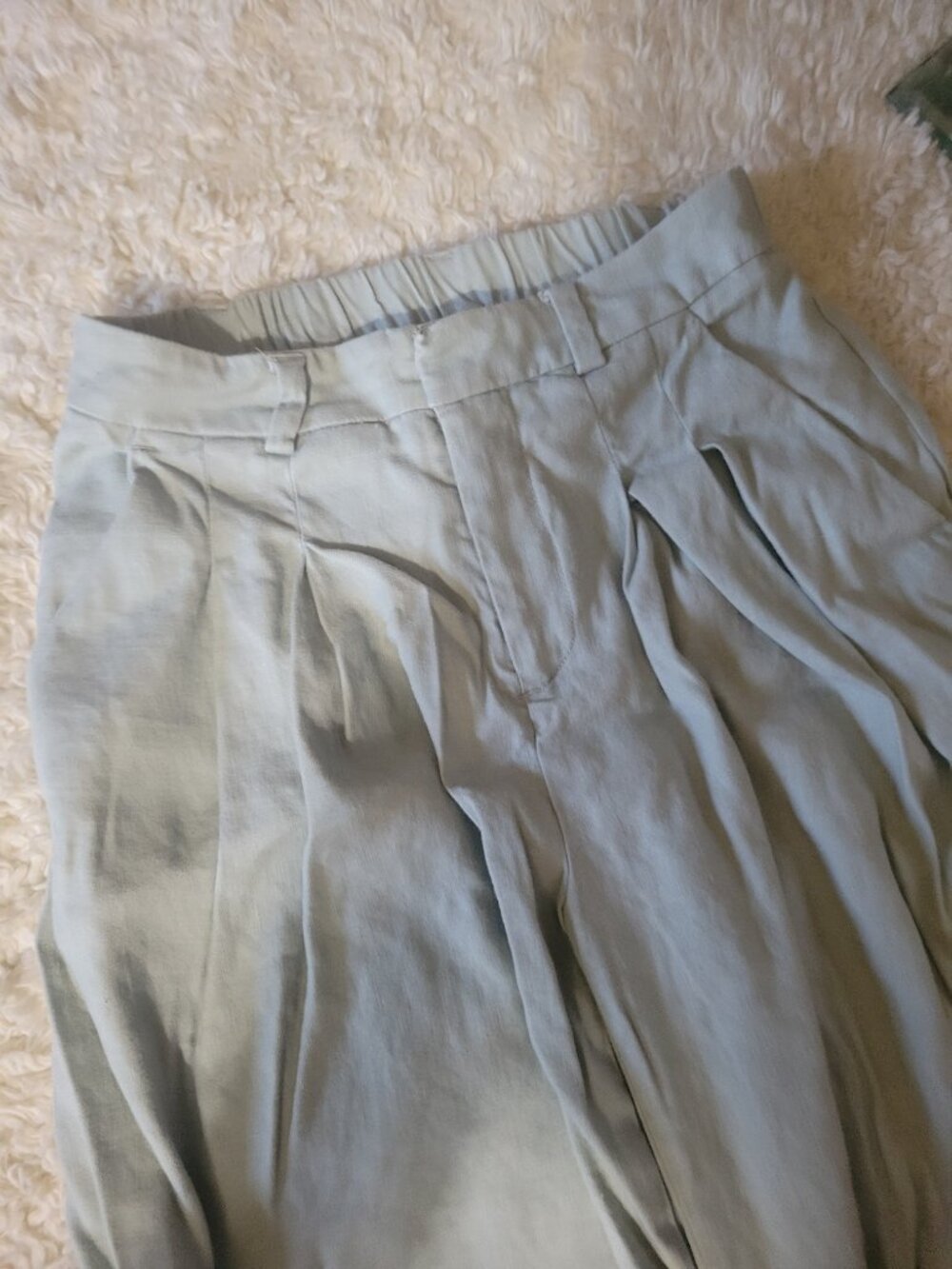 Anthropologie Avery Pleated Linen Wide Leg Trouser Sage Green | XXSP By Maeve - Picture 3 of 13